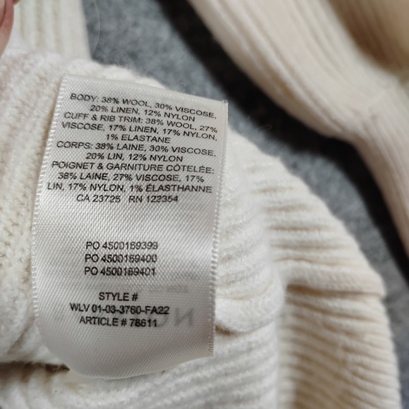 Babaton Aritzia Wool Linen Blend Ribbed Button Cardigan Cream Large - Picture 4 of 10